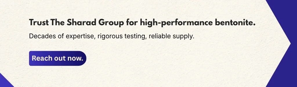 high-performance bentonite from The Sharad Group with a 'Reach out now' button.