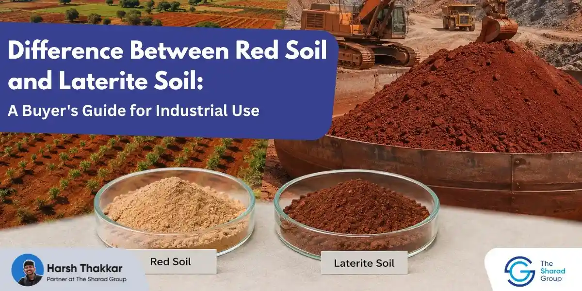 ndustrial comparison between Red Soil farmlands and Laterite Soil mining sites with laboratory powder samples for industrial buyers.