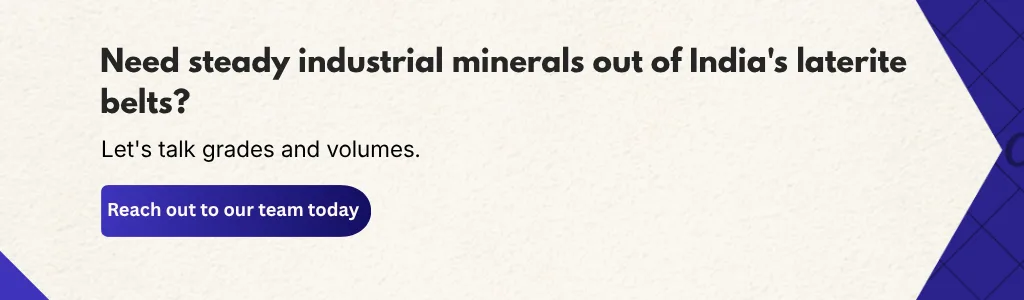 the Sharad Group CTA banner for sourcing industrial minerals from India's laterite belts
