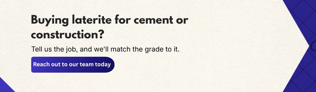 The Sharad Group CTA banner for buyers of laterite for cement and construction, matched to grade