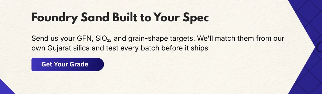 Foundry sand matched to GFN, SiO₂, and grain-shape specifications for casting