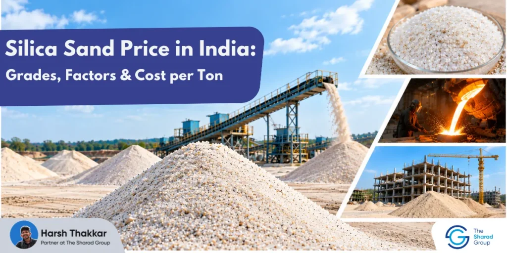 Silica sand price in India by grade: silica sand stockpiles, conveyor, foundry casting and construction site